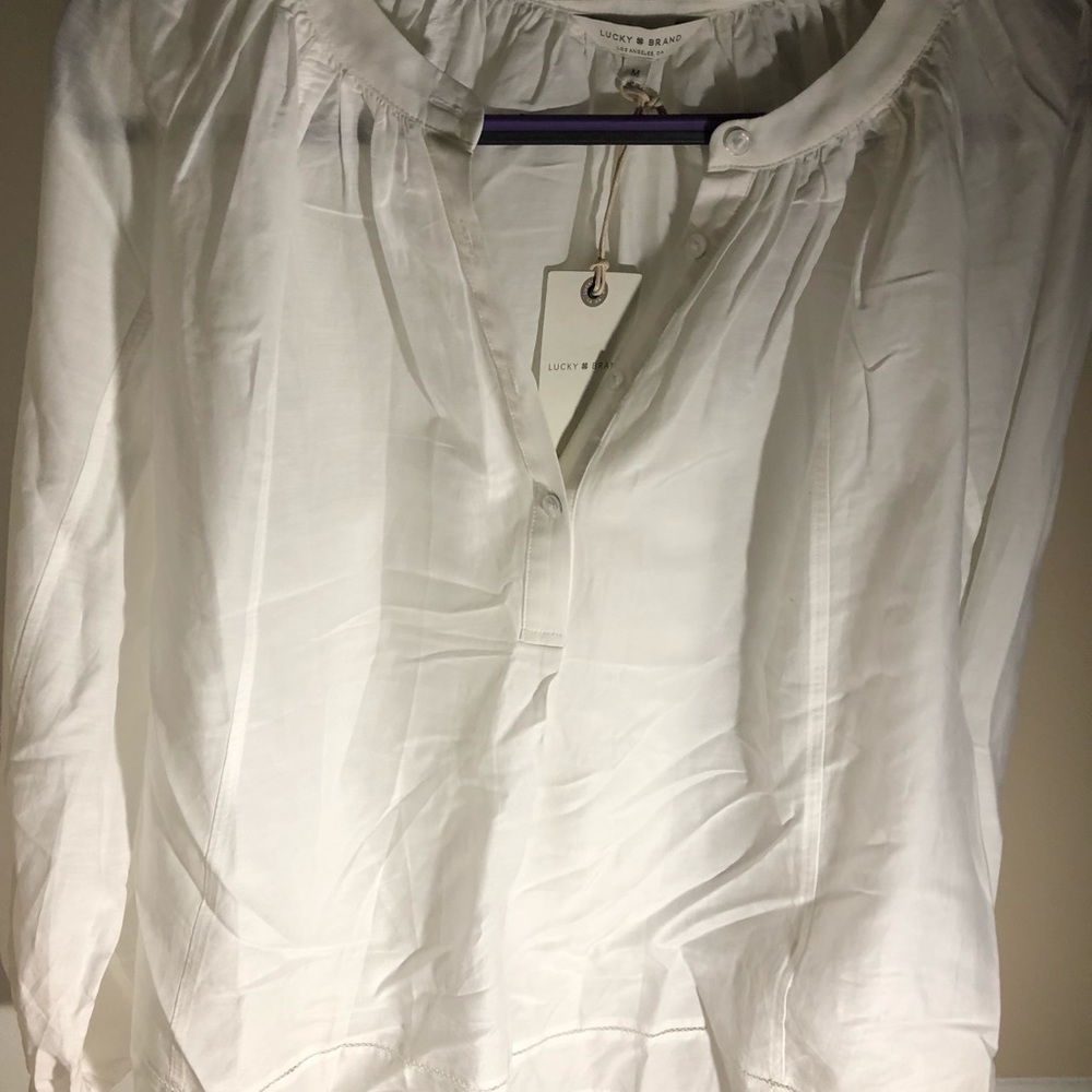 Lucky Brand white half way button down white.